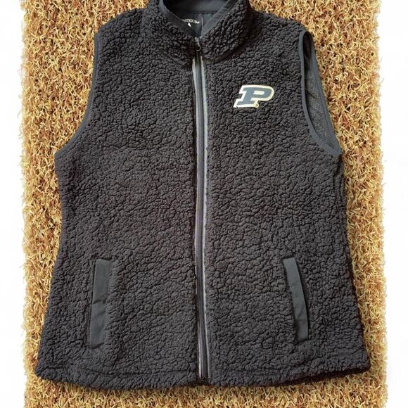 Source Unknown Jackets & Blazers - Women’s Purdue University black fleece vest Size XL #college #fleece